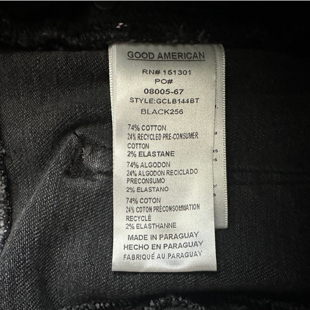 NWT Good American Good Classic Bootcut Jeans Black 10/30 Split Hem - Picture 14 of 16